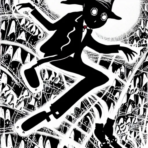 Image similar to black and white trippy comic art of dracula roller skating on roller skates, drawn by martin rowson, tim burton, studio ghibli, alex pardee, nekro petros afshar, james mcdermott, cgsociety 4 k