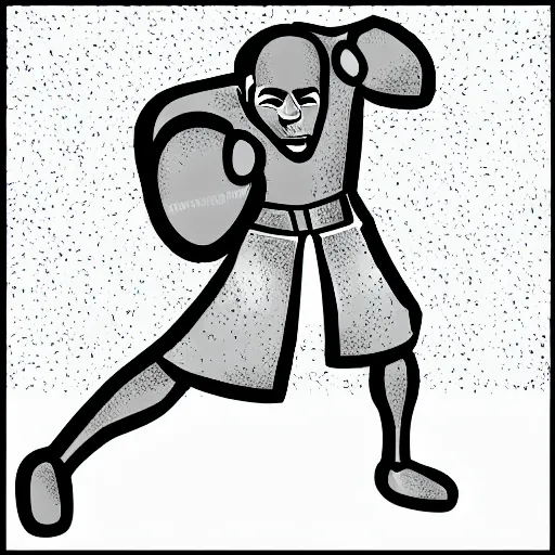 Image similar to A boxer, Harry Volk clip art style, Volk line art