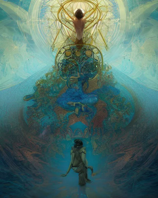 Image similar to the most wonderful dream you ever had, coherent design, symmetrical, concept art, artstation, vivid color, complementary color, golden ratio, detailed, sharp lines, intricate, rainbowshift, by james gurney, by brian froud, by peter mohrbacher, by gustave dore, by maxfield parrish, by alphonse mucha, deviantart, octane render