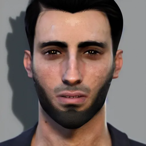 Image similar to a closeup shot of handsome esfand from twitch, gigachad, strong jawline, photorealism, 8k