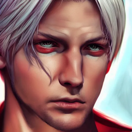 dante from devil may cry 3 portrait dnd, painting by