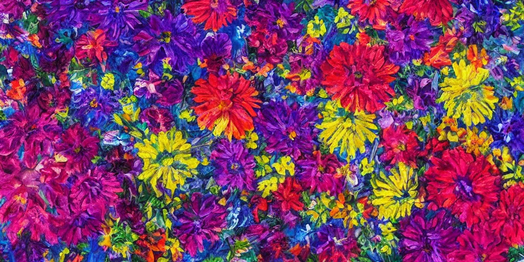 Prompt: flowers landscape, by jenny brozek and adrien cantone, intricate, sharp focus, detailed, lively colors