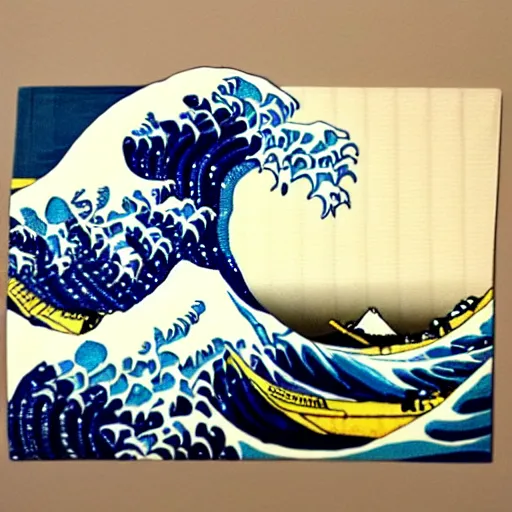 Image similar to the great wave off kanagawa as a lego set, soft lighting