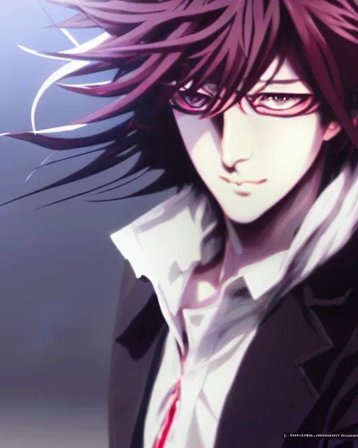 Image similar to extremely attractive feminine male anime character screenshot, nagito komaeda, sebastian michaelis, anime, intricate, sharp focus, illustration, highly detailed, digital painting, cell shaded, concept art, matte, art by ilya kuvshinov and kyoto animation and wlop, ruan jia and greg rutkowski, studio quality, masterpiece