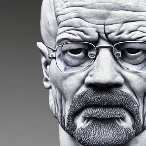 Image similar to a marble sculpture of walter white by michelangelo