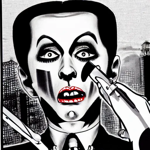 Prompt: a product photo ad featuring klaus nomi with a technical reed rollerball pen exacto knife by junji ito, ethereal eel