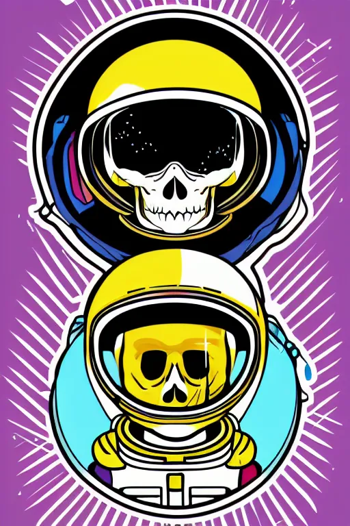 Image similar to A portrait of a skeleton as an astronaut on the moon, sticker, colorful, illustration, highly detailed, smooth and clean vector curves, no jagged lines, vector art, smooth