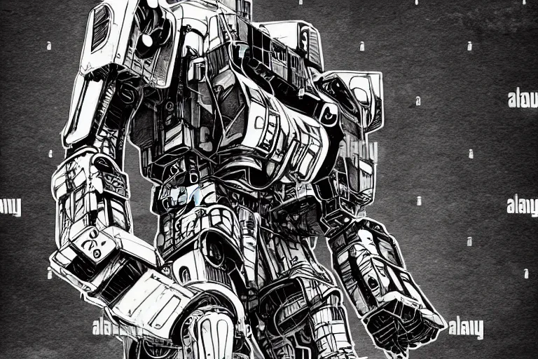 Image similar to giant war robot, photoillustration ink drawing acrylic art digital illustration oil on canvas photorealistic polished sci - fi ukiyo - e david rios ferreira filmic stock photo landscape polished photorealistic