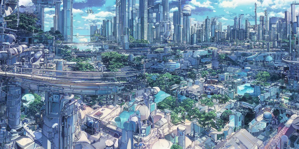 Prompt: water city, art by makoto shinkai and alan bean, yukito kishiro