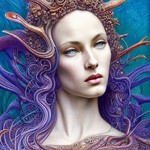 Prompt: detailed colorful realistic beautiful megane fox face portrait by jean delville, gustave dore, iris van herpen and marco mazzoni, art forms of nature by ernst haeckel, art nouveau, symbolist, visionary, gothic, neo - gothic, pre - raphaelite, intricate alien botanicals, ai biodiversity, surreality, hyperdetailed ultrasharp octane render