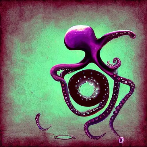 Image similar to a juggling octopus on a unicycle, digital art