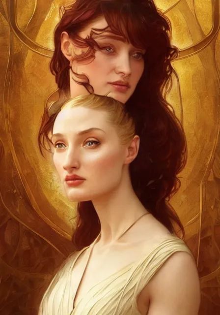 Image similar to sansa old mummy angeline jolie gessica chastain, intricate, elegant, highly detailed, digital painting, artstation, concept art, smooth, sharp focus, illustration, art by artgerm and greg rutkowski and alphonse mucha and william - adolphe bouguereau