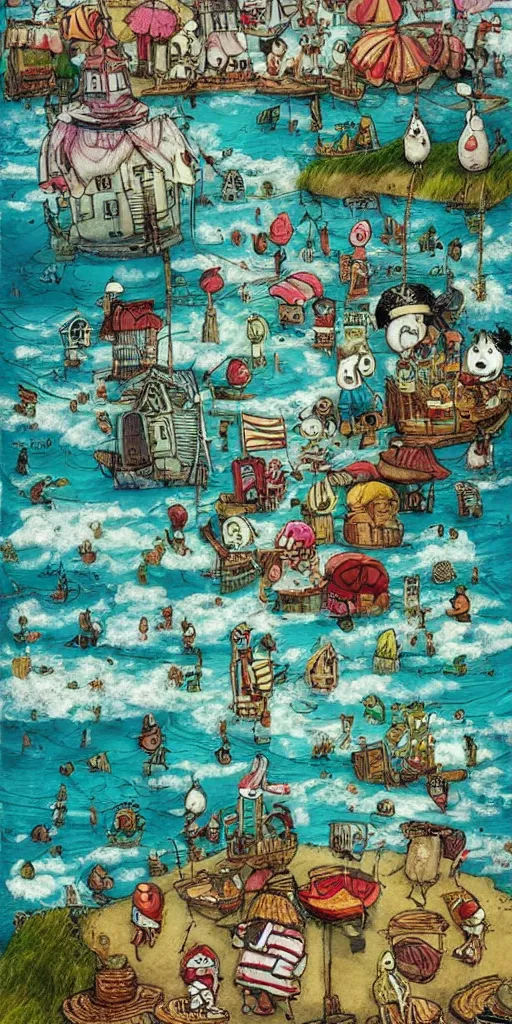 Image similar to a summer beach scene by alexander jansson and where's waldo