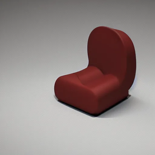 Prompt: a chubby cute chair, 3 d illustration, isometric, 1 0 0 mm, octane render, studio lighting