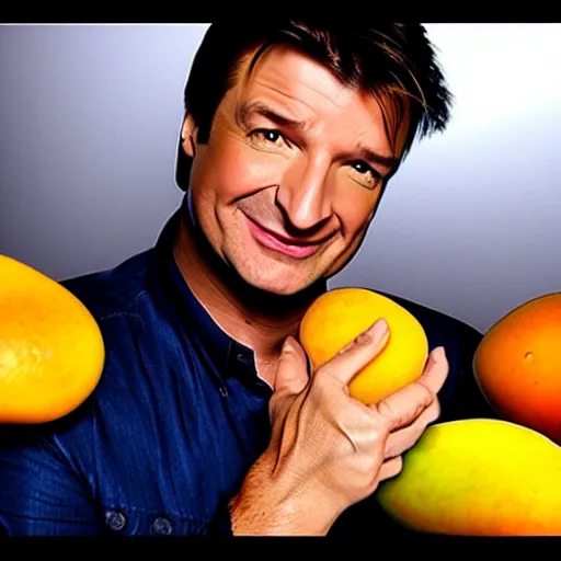 Prompt: nathan fillion as a mango