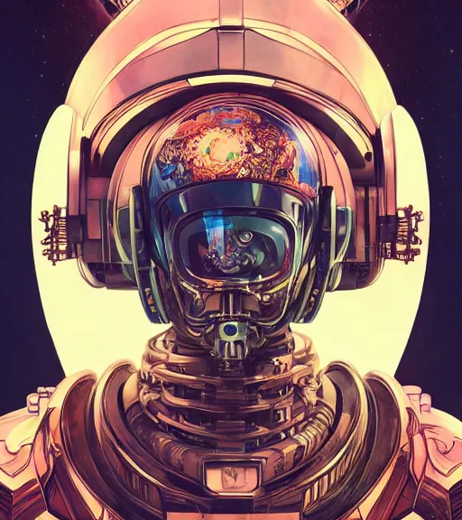 Image similar to high quality high detail biomechanical portrait of diesel punk in an alien world, gundam head, mekka, tristan eaton, victo ngai, artgerm, rhads, ross draws, hyperrealism, intricate detailed, alphonse mucha, 8 k, sci - fi, pastel colors, artstation,