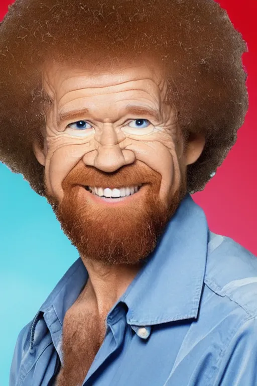 Prompt: Bob Ross ready to fight against the Artificial Intelligence