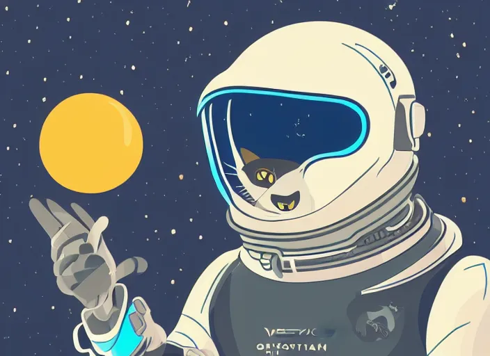 Image similar to digital art vector cat wearing space helmet scifi!!! detailed wallpaper trending on artstation