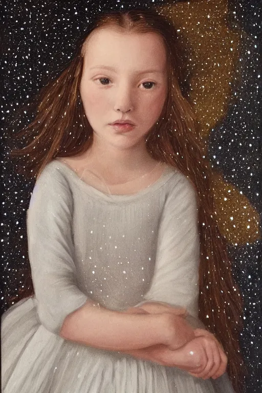 Prompt: portrait of a girl with a stars constellation instead of hair