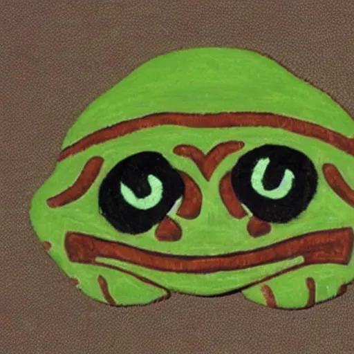 Image similar to pre - columbian pepe the frog artifact