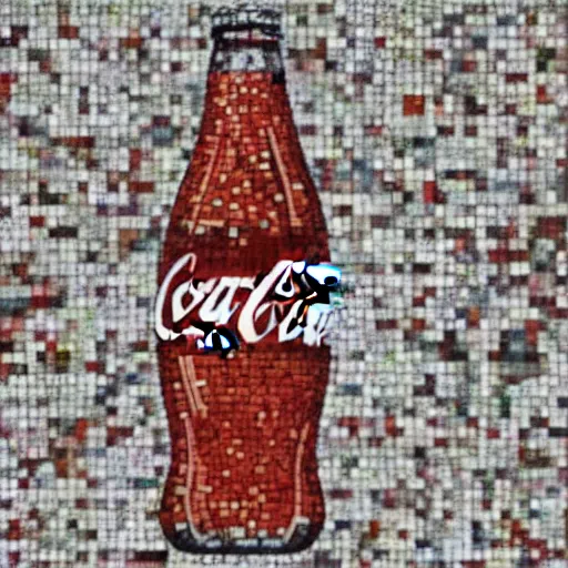 Image similar to addicted to coca cola. sad mosaic.