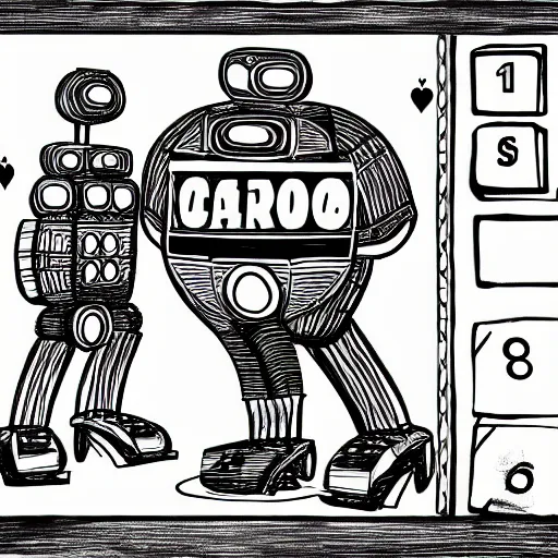 Prompt: casino dealing robot concept sketch