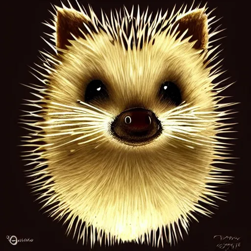 Image similar to the cutest hedgehog in the whole wide world, masterpiece, digital art, light, bright, warm, fuzzy, cute