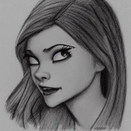 Image similar to milt kahl pencil sketch of chloe grace moretz in disney snow white