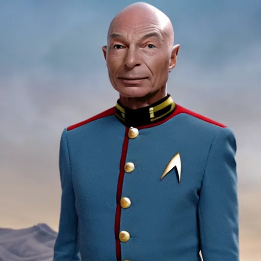 Image similar to a still of 2 1 savage as captain picard in star trek the next generation, 8 k