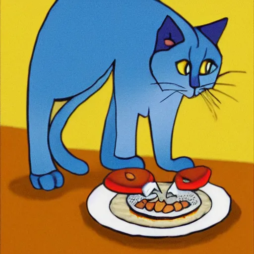 Image similar to a hungry blue cat