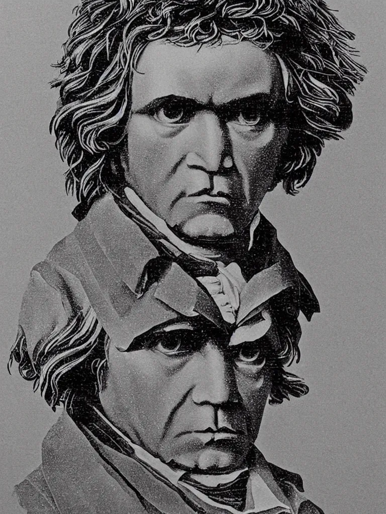 Prompt: portrait of beethoven made using wires only