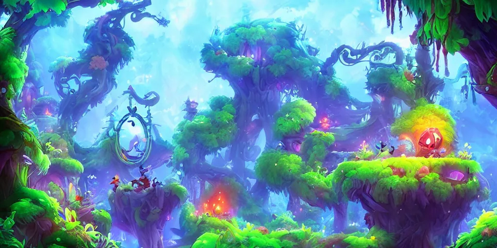 Prompt: amusement park in the style of ori and the blind forest. very detailed