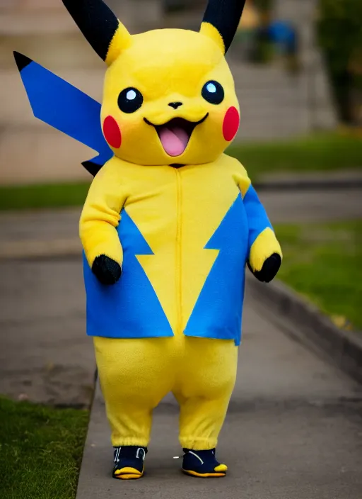 Image similar to portrait photo still of real life pokemon character pikachu, 8 k, 8 5 mm f 1. 8