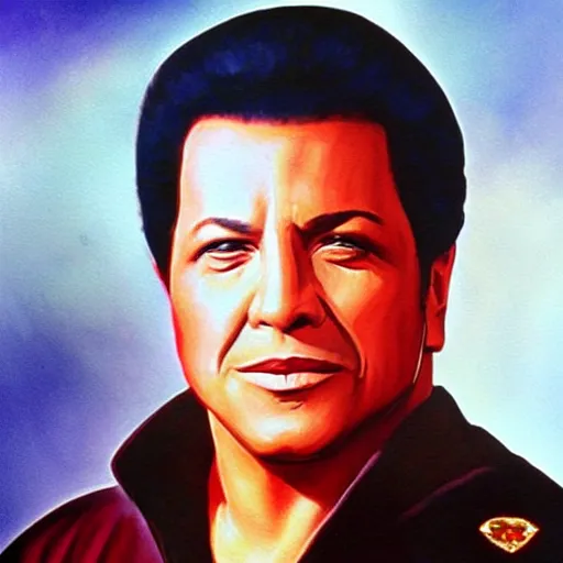 Image similar to chakotay from star trek voyager. realistic concept art painting.
