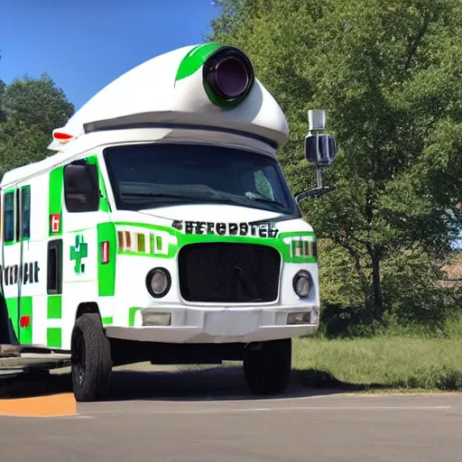 Image similar to anthropomorphic ambulance shaped like big chungus, high resolution photo