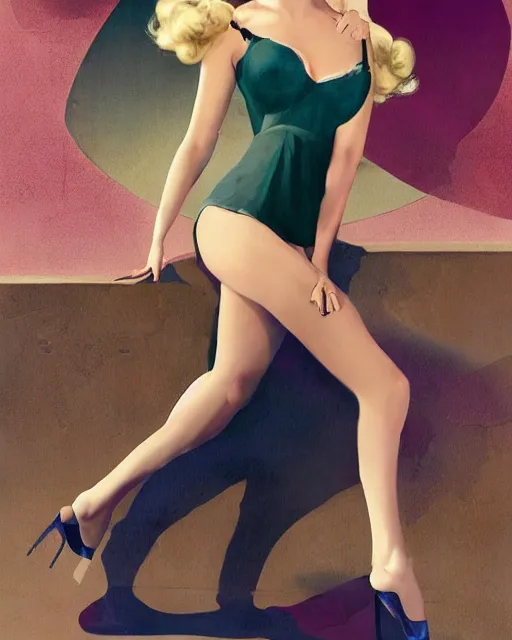 Prompt: Beautiful full body portrait of margot robbie wearing a camisole by wlop, rossdraws, Gil Elvgren, Alberto Vargas, mingchen shen, arney freytag, artstation, fantasy photoshoot, Suze Randall, mingchen shen, bangkuart, sakimichan, yan gisuka, jeongseok lee, vibrant color, grand theft auto, urban jungle, fashion pose, octane, 4k