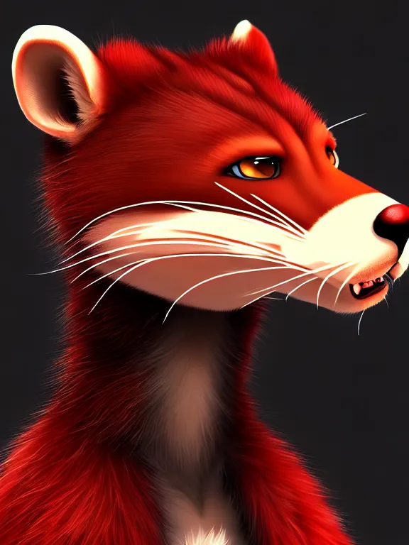 Image similar to furry - male - red - black - weasel - detective - fursona uhd ue 5 visual novel expressions, photorealistic, trending on weasyl