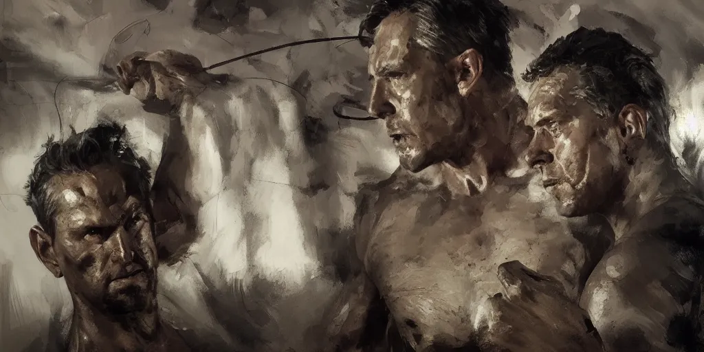 Image similar to highly detailed photography of a strong men at forge, sharp focus, claroscuro, dramatic, dynamic lighting, elegant, harmony, beauty, masterpiece, by jenny saville, by ben aronson, by riccardo federici, by james jean, by craig mullins, by jeremy mann, by greg rutkowski, high quality