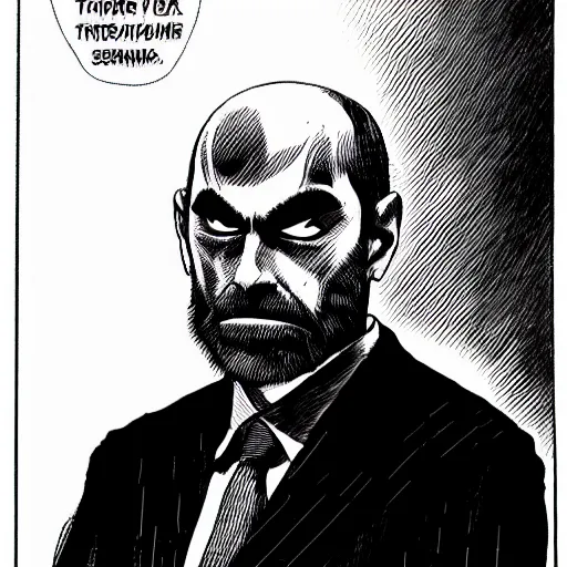 Image similar to Ben Bernanke looking sinister, by Tsutomu Nihei, highly detailed