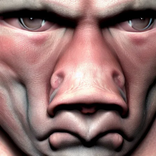 Image similar to human - pig hybrid, close up face, 8 k, hyperrealistic, trending on artstation