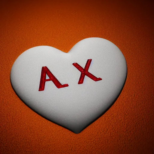 Image similar to a heart with the name alex written on it, cute, high detail, well lit, octane render, blender, particles,