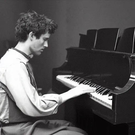 Prompt: piano playing a man