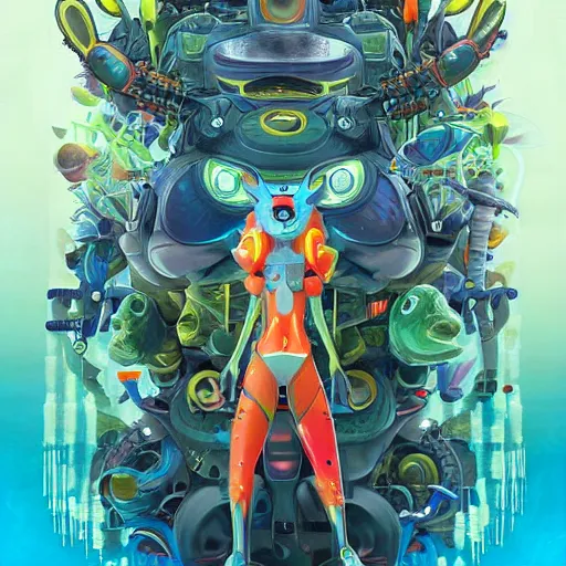 Image similar to biopunk pokemon poster, Pixar style, by Tristan Eaton Stanley Artgerm and Tom Bagshaw.