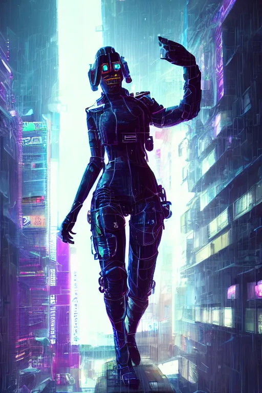 Prompt: portrait futuristic tawny cyberpunk young female Paladin, in futuristic heavily raindrop tokyo rooftop cyberpunk night, ssci-fi, fantasy, intricate, very very beautiful, elegant, neon light, highly detailed, digital painting, concept art, human anatomy, soft light, hdri, smooth, sharp focus, illustration, art by tian zi and craig mullins and WLOP and alphonse mucha