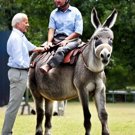 Image similar to a donkey riding biden