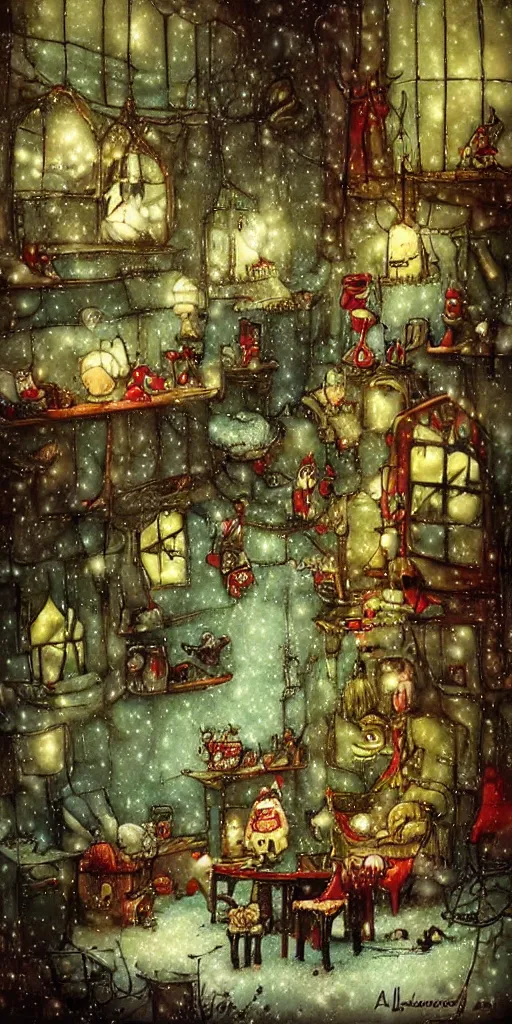 Prompt: an indoor christmas morning scene by alexander jansson