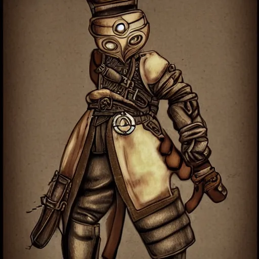 Prompt: a ninja with steampunk details.