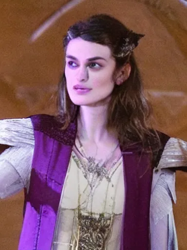 Image similar to a photograph of Keira Knightley as Miranda from the stage production of The Tempest