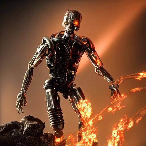 Prompt: terminator as a figurine, octane render, blender, studio lighting, 8 k, hyperdetalied, high quality,