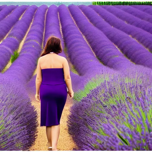 Prompt: a beautiful woman walking through a lavender field , cinematic, 8k, glowing